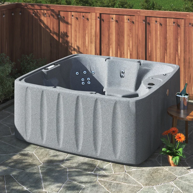 ef9e78db9327b0fed10200333442b981e9423fa1e8cd052ebce49f9d1592ae57 AquaRest Spas 6-Person Plug-and-Play Hot Tub ¨C 29-Jet Square Design with Ozonator(Graystone)