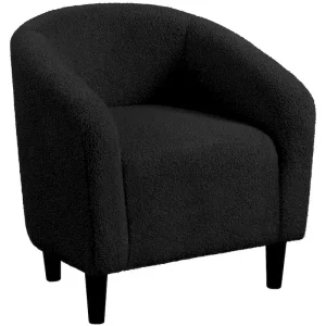 Yaheetech Club Chair Accent Barrel Chair Upholstered Arm Chair(Ivory)