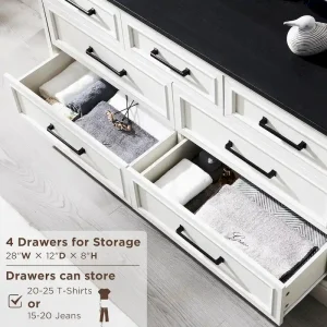 Farmhouse 7 Drawer Dresser for Bedroom, Chest of Drawers, TV Stand(White)
