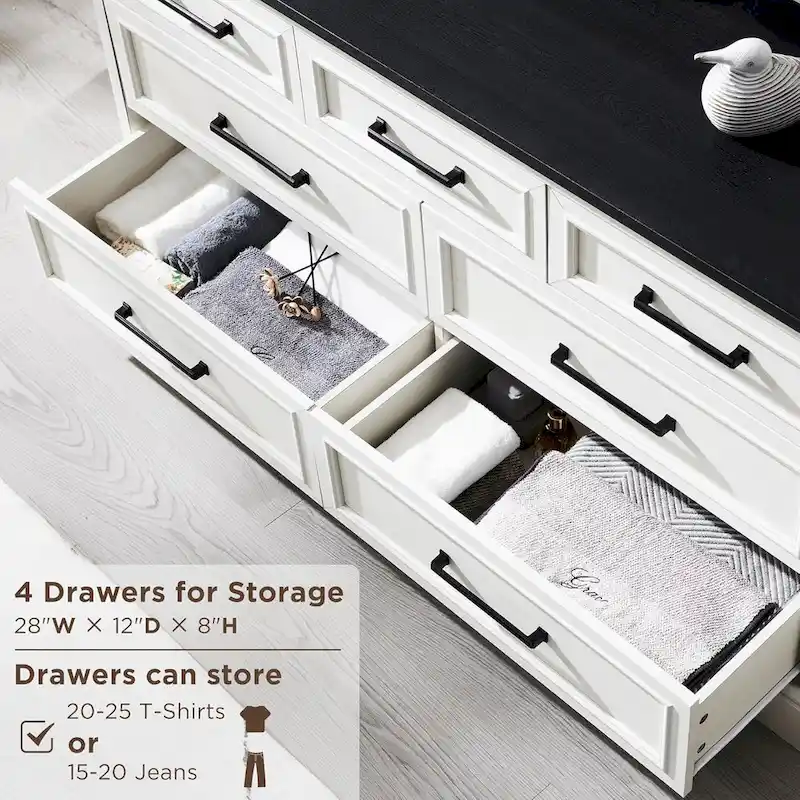 f1e490ff8aa651d36aff2527e1ba71bc6ce306c04b8f88bf97dc9356407c144a Farmhouse 7 Drawer Dresser for Bedroom, Chest of Drawers, TV Stand(White)