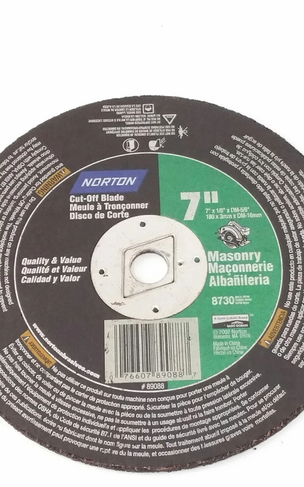 f2cb9a8a32db3922580491d3659eef578b418d5174c437855ab84adb176e6e68 KNACK - Norton Masonry Cut-Off Blade 7" X1/8" X 5/8" 8730 Cement Lot Of 2