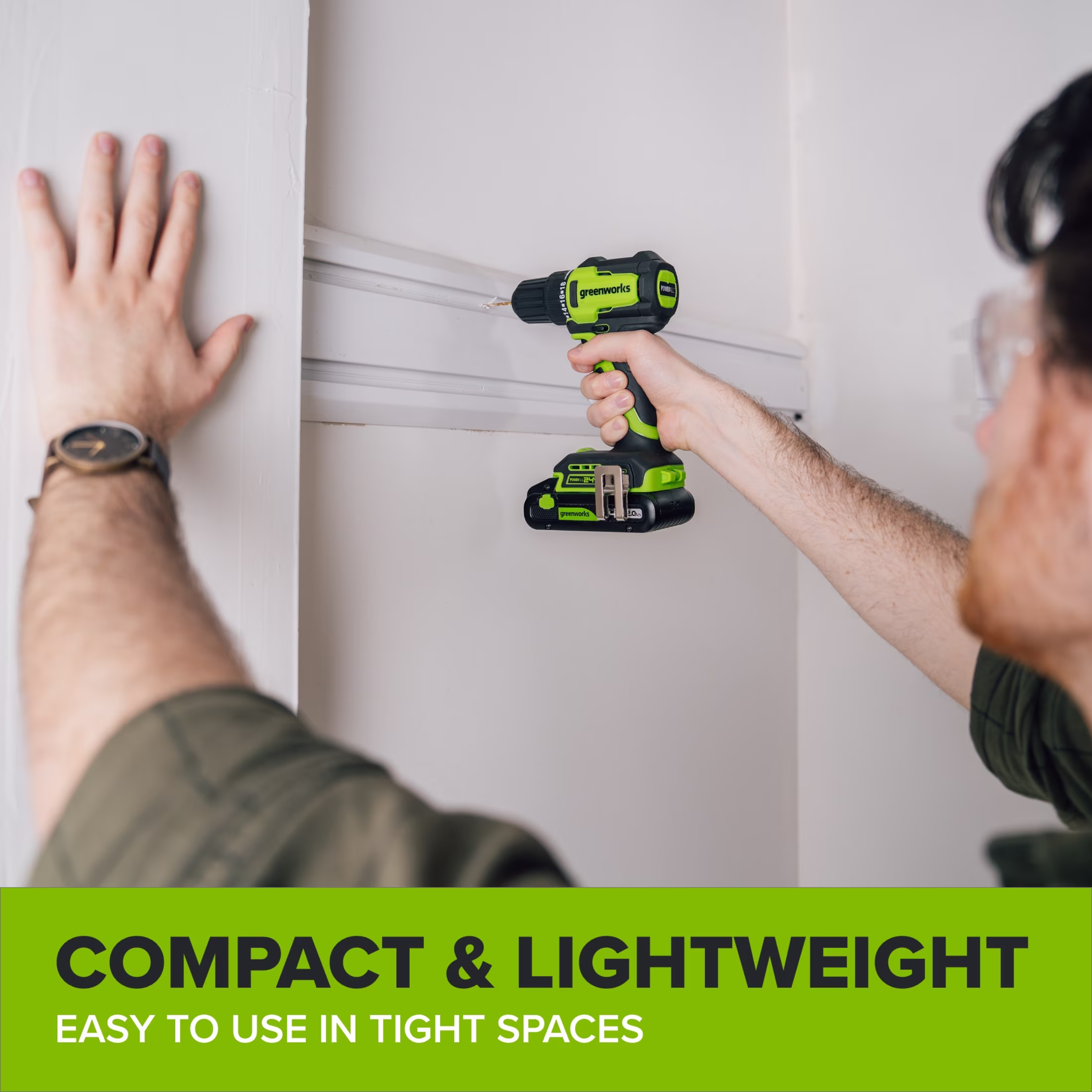f35f28a4a4fa076cbac9e9c54dc35c75ec1925acb1f5af7cea3371d528875d91 Greenworks PowerAll 24V Brushless 3/8" 280 in-lb Drill, with 2Ah USB-C Battery, DD330A7