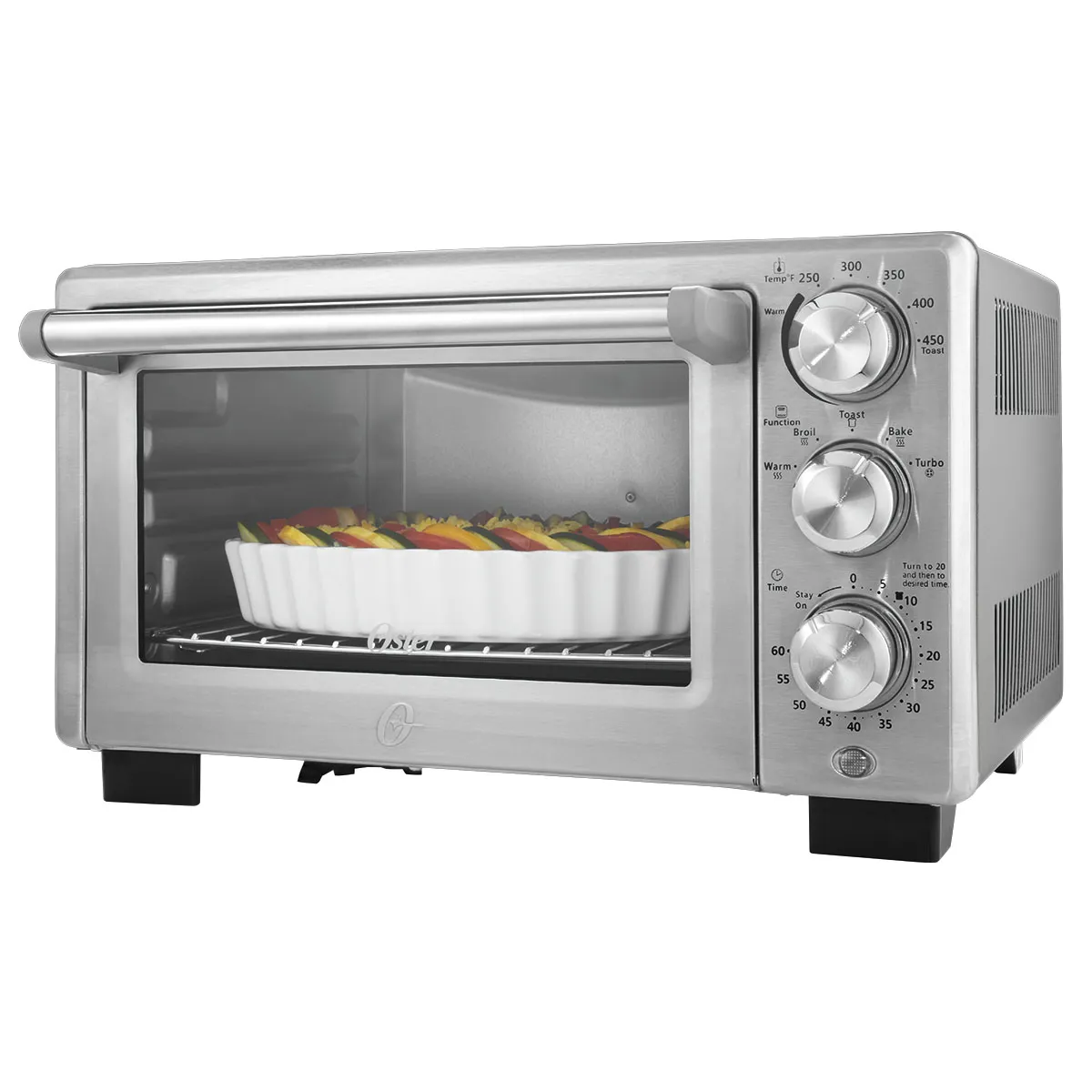 f563270294263523cc58845557b3048fdf48464096e4c09390d2b29764b12b32 Oster Countertop Convection Toaster Oven, Stainless Steel, Fast Cooking, Adjustable Racks, Family-Size Capacity