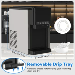3-in-1 Ice Maker with Cold Water Dispenser(Black)