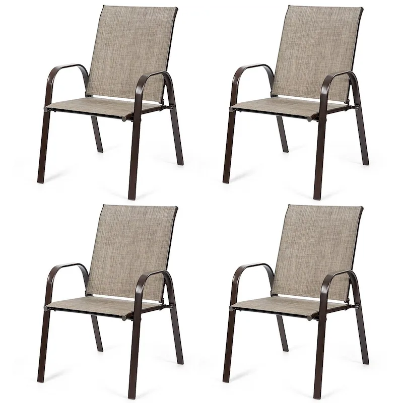 f66d1a4e4e3cc6b67fbacc5ac905c663af52703f598c135fca0a162bae10debb Costway 4PCS Patio Chairs Garden Deck Yard with Armrest - See Details(Grey)