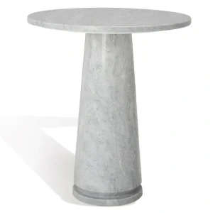SAFAVIEH Couture Ghicu Tall Round Marble Accent Table - 22 In W x 21 In D x 24 In H - 21Wx21Dx24H(Light Grey)