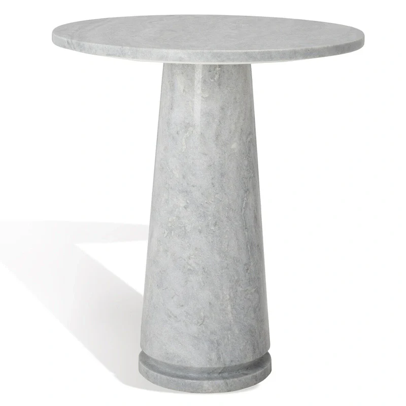 f6b7892858bd52f62a87850a180552b0f7d322877c8d447eafed7b3cb72400d4 SAFAVIEH Couture Ghicu Tall Round Marble Accent Table - 22 In W x 21 In D x 24 In H - 21Wx21Dx24H(Light Grey)