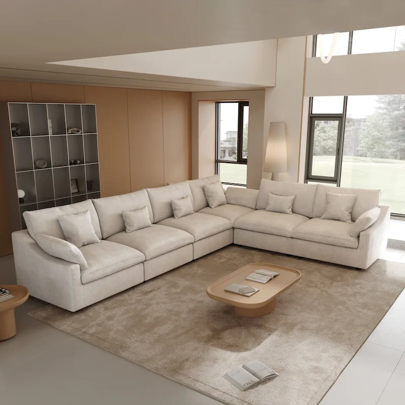 f6cb3437882444bf1c87d8f825ccff4b927c20f3740ce5249006689ff89940ea Large Linen Corner Sectional Sofa Couch for Living Room Set(Grey +2 Ottoman)