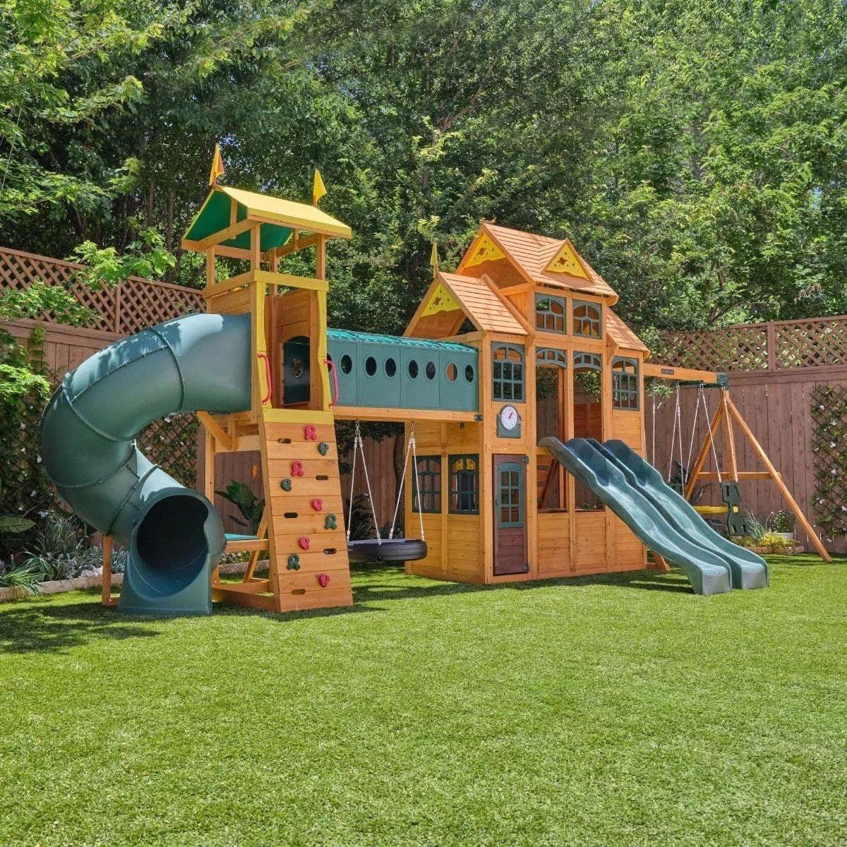 f6efc955b14a763836cc3d4bc84d9acc8ff6ed86215944332abfd556bb60e6f5 Kids Kidkraft Bear Cave Lodge Swing Set / Playset