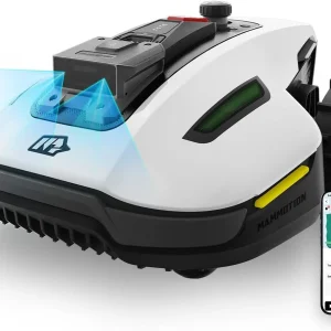 YUKA Mini 500H Robot Lawn Mower Reception 0.12 Acre, Max. 0.17 Acre, Ultrasense AI Vision+ RTK Positioning, Auto Mapping, App Control,45% Slope, Cutting Height 2''~3.5'', 3 Mowing Zones(Max. Mowing 0.27 Acre/Without Garage)