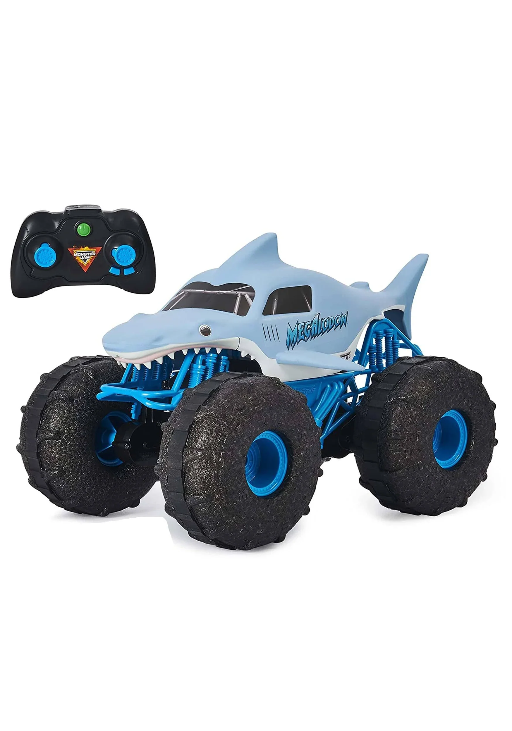 f8a91184fbcb5b3bc654bca58c6603badd208c331ba8a15f6f50a0c5b0b6bc08 Monster Jam Official Megalodon Storm All-Terrain Remote Control Monster Truck