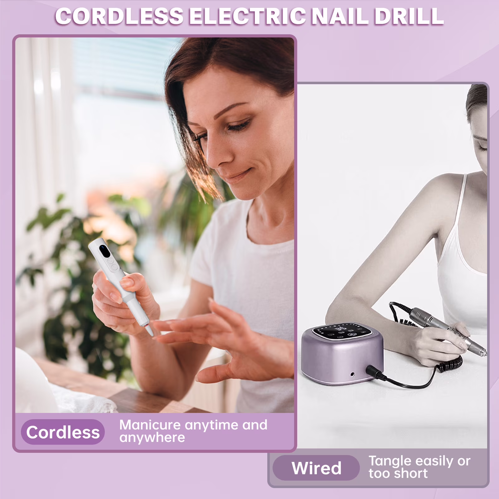 f903268fdb27f3222585050fc0b1072bf34257f4e6d2006eedb44f6833e555ed CshidWorld Electric Nail Drill, Cordless Nail File Kit, Portable Manicure Pedicure Tool with 12 Drill Bits & Wireless Charging Base for Acrylic Gel Nails Polishing Removal