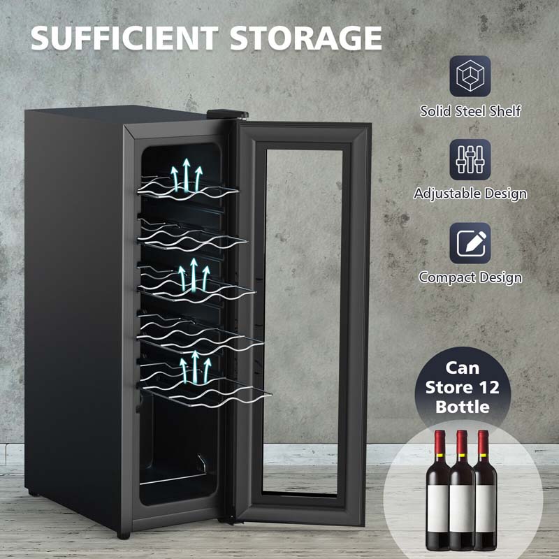 f907bd1ad12472628cf9c33f39c6339ca95a0e1fb62afb8f95b32796d740a44e 12-Bottle Wine Cooler Refrigerator, 10 Inch Mini Wine Cellar Freestanding or Built-in Wine Fridge(Default Title)