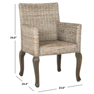 SAFAVIEH Alearda Natural Dining Chair (Set of 2) - 23 x 24.4 x 34 - 23Wx24Dx34H(White Washed)