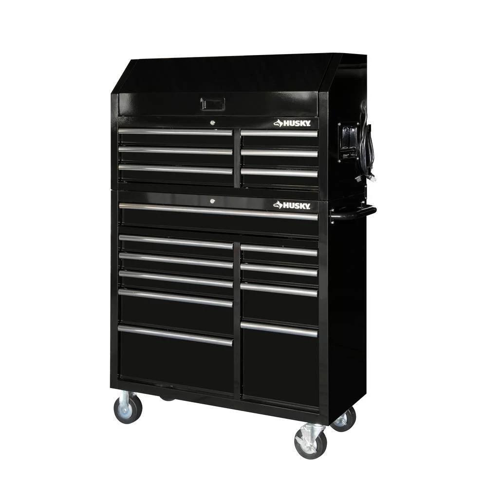f9bac2ff167aba5e00e9160218fbeeadb8d9be9ca95d197897b4f5d94f13b5fa 2025 41 in. 16-Drawer Tool Chest and Cabinet Combo in Gloss Black
