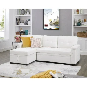 Convertible Reversible Sectional Sofa with Pull-Out Sleeper Bed, Hidden Storage Chaise, and Durable Legs(Espresso, Velvet)