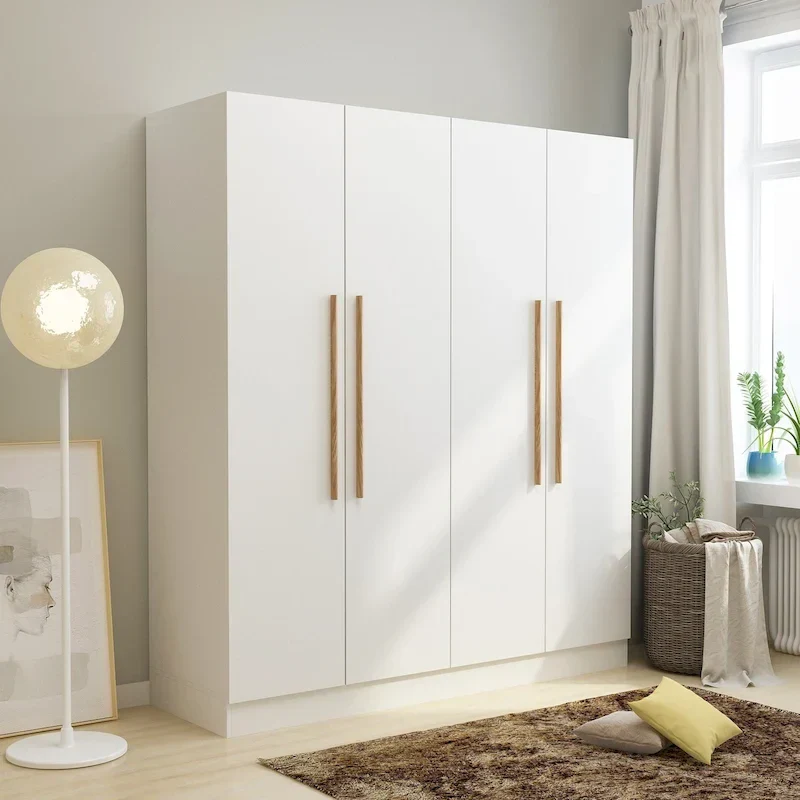 fa42960167f9a9e214aa46cf15f6e758a09debee5bf2dc03832e92827202dcbc Modern Freestanding Solid Wood Wardrobe Closet With Storage Shelves(White)