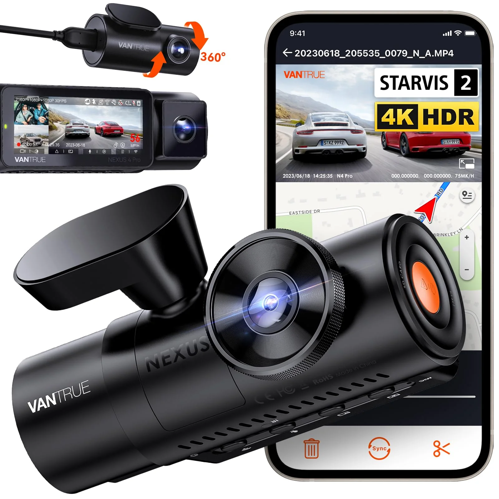 fa47f7bc3b47a37a861ff862c5dcf9ec941410c31249b04169041f3c5119d6c9 Vantrue N4 Pro 3 Channel 4K WiFi Dash Cam(Default/ONESIZE)