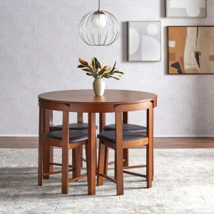 Harrisburg Tobey 5-piece Compact Round Dining Set(Walnut)