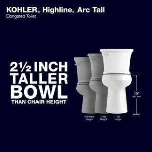 2025 KOHLER Highline Arc Extra Tall Elongated Toilet 1.28 GPF White with Seat