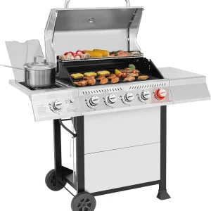 Royal Gourmet GA5401T 5-Burner Propane Gas Grill Sear Burner Side Burner Stainless Steel BBQ Grill(Gas Grill)