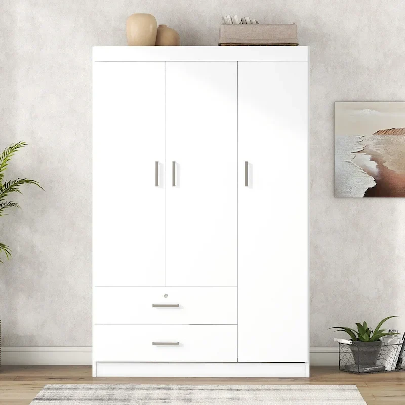 fb7e8052873fa6bf78820d51cf6c43c12297fc540346d89dd360ad267636b219 3-Door Wardrobe with 2 Drawers(White)