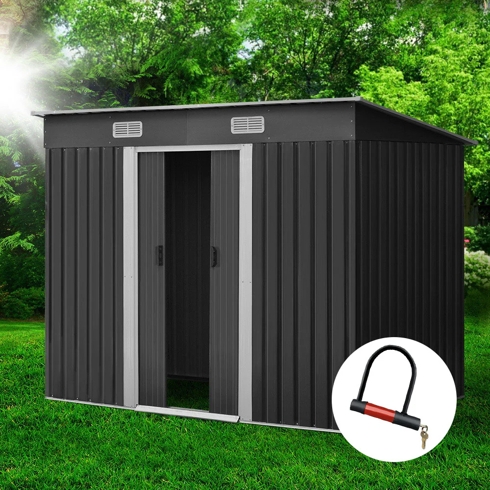fb9867f613aa596c7efaa892b9565fd091f929480284b3ade10df2ed12a47375 Giantz Garden Shed 2.38x1.31M Sheds Outdoor Storage Tool Metal Workshop Shelter Sliding Door