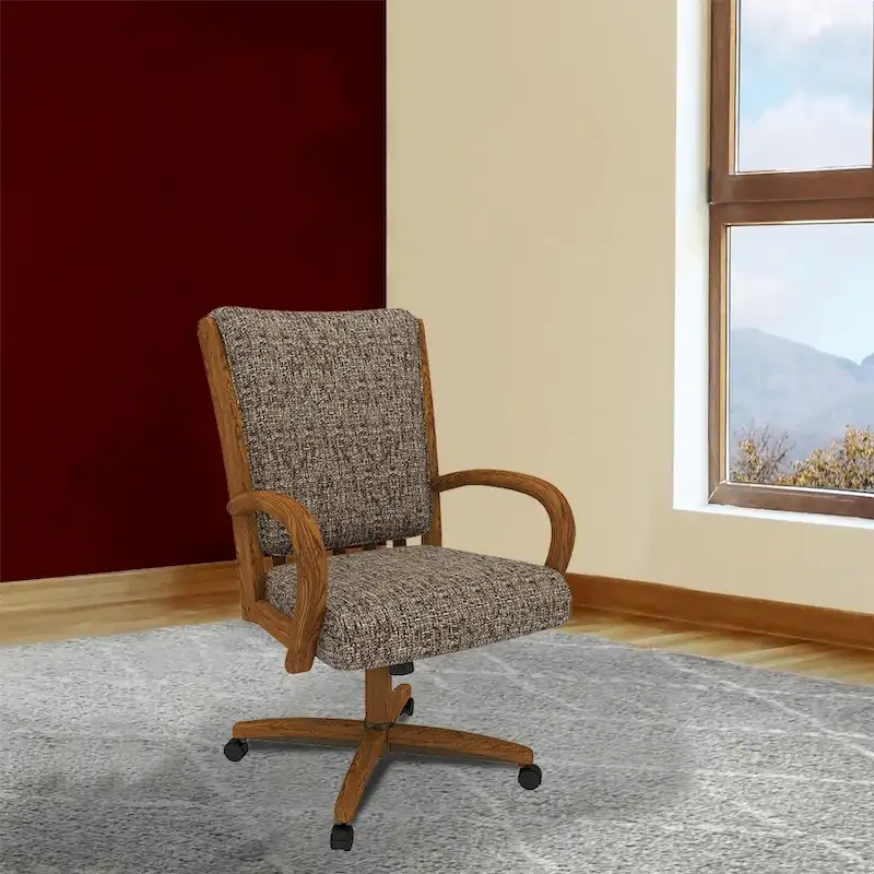 fba61de1649575c918aaf4b94880674441b047adb55dd6fa26ccfcb26ba0430d Chromcraft Darell Caster Dining Chair in Chestnut Finish(SINGLE/Chestnut/Short - 16-22 In.)