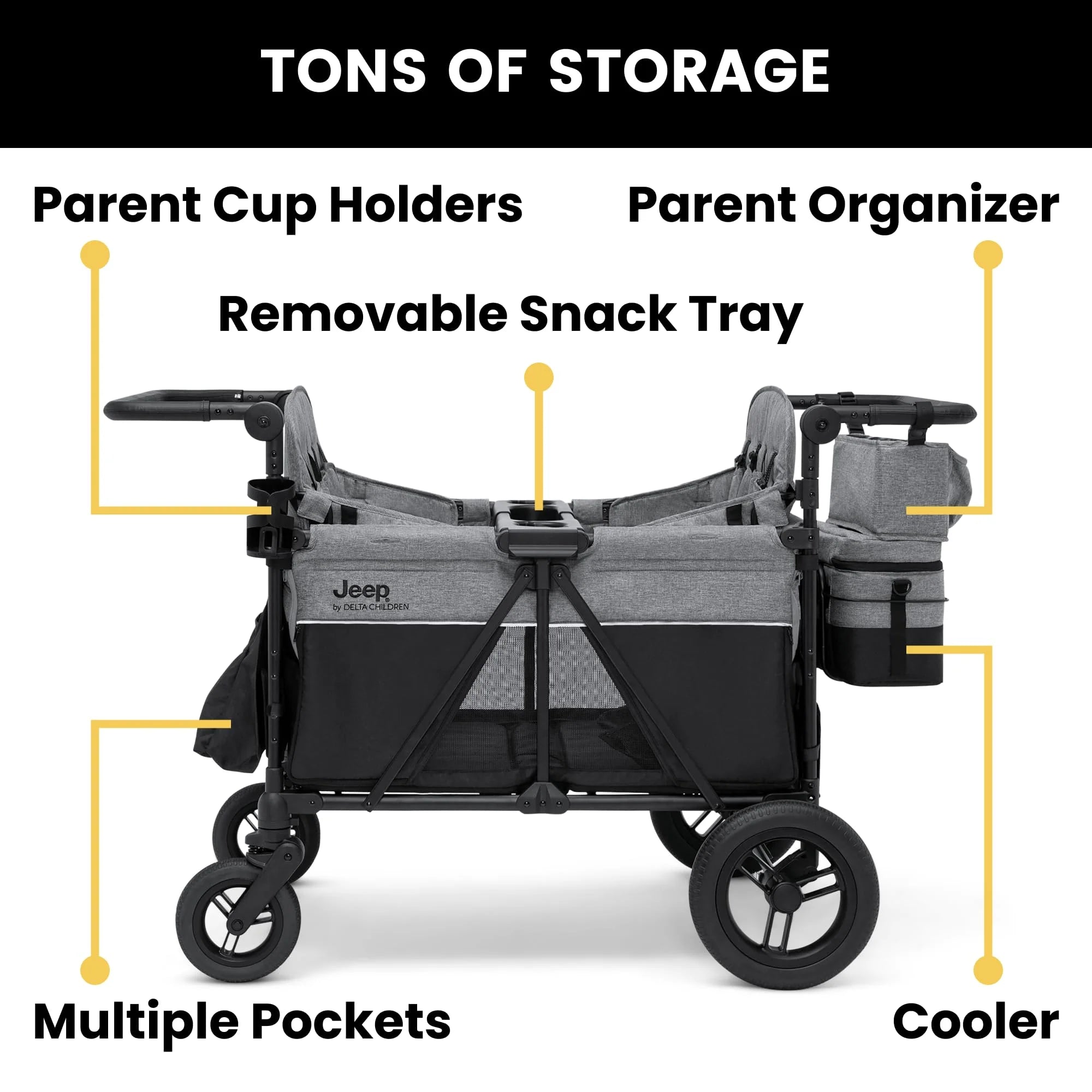 fd2314f0e771f9e3188f8292e78659c86e7c5e7e4f7f89eef43262aa31cd2db6 Jeep Wrangler Deluxe 4 Seater Stroller Wagon by Delta Children