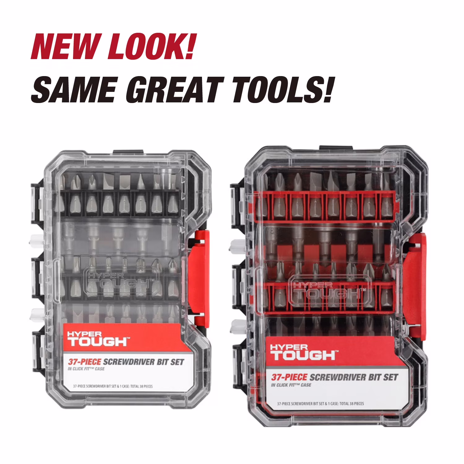 fe08187be90cc2252ef3e2896a6f0fc2525fac56cdcb616e5a0e1e138981da07 Hyper Tough 37-Piece Screwdriver Bit Set in Click Fit Case