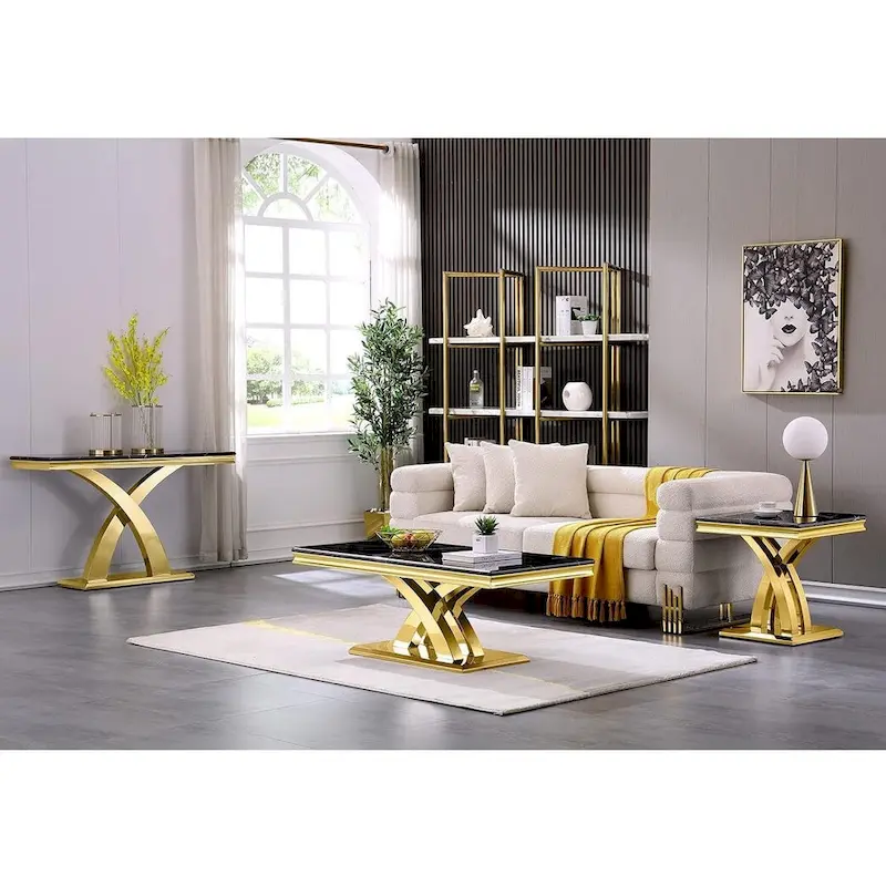 fe57dbf2feb326f485822c4d896cf22c92857752628065eb9106b1cc2c4b4f69 Modern Coffee Table 48 Rectangular Coffee Table with X Base Pedestal Coffee Tables for Living Room(Gold)