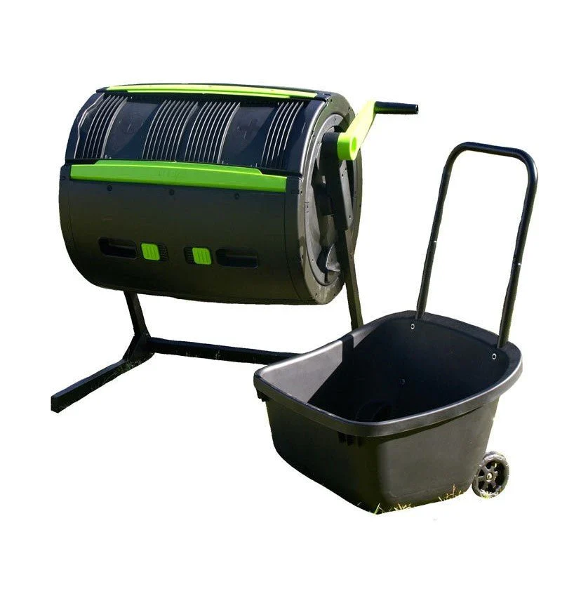 fe5cc4d1e059e445062d33d63c758fdf13c6bc1fb38e8a9faca0475a81ced96e 65-Gallon Compost Tumbler And Cart Combo