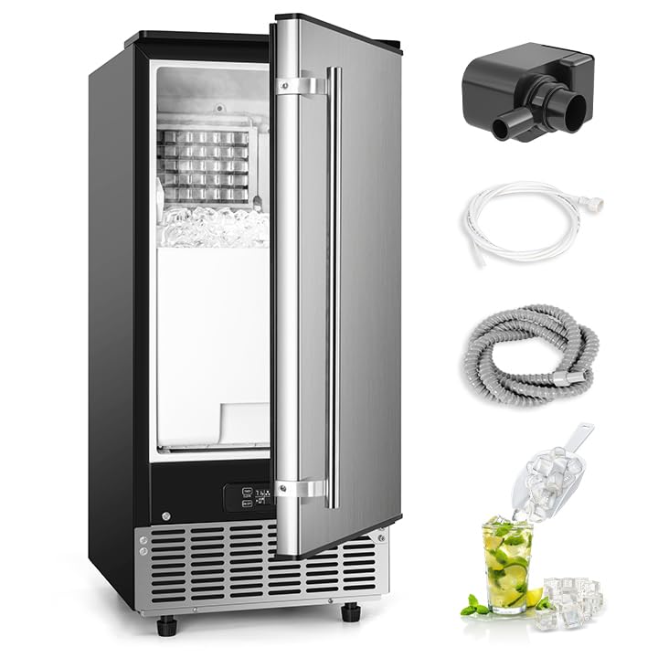 fe6f2f5614149123877517f5fc81222f075e382422a7bb133a1b1e6e29b38cd8 Commercial Under Counter Ice Maker Machine 80Lbs/Day with 24lbs Ice Storage Built-in Drain Pump/Automatic Cleaning/Timing Setting/Smart LCD Panel Ideal for Both Home and Commercial Use(Default Title/ONESIZE)
