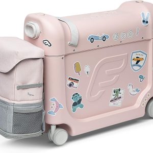 JetKids by Stokke Travel Bundle - Includes Kid??s Ride-On Suitcase  In-Flight Bed + Crew BackPack - Best for Ages 3-7(Pink)