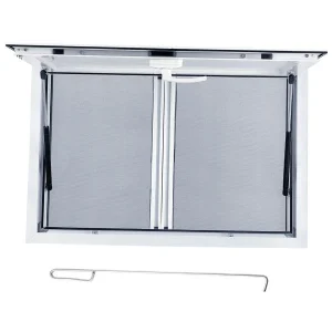Concession Window 36W x 36H Aluminum Alloy Food Truck Service Window with Sliding Screens  Awning Door, Hydraulic Lift, Locking Mechanism, Versatile for Catering